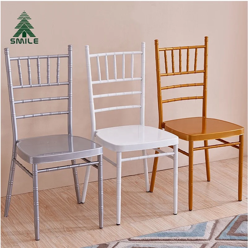 Wholesale China Good Price Metal Chavari Chairs Stackable Wedding Tiffany Chair With Cushion