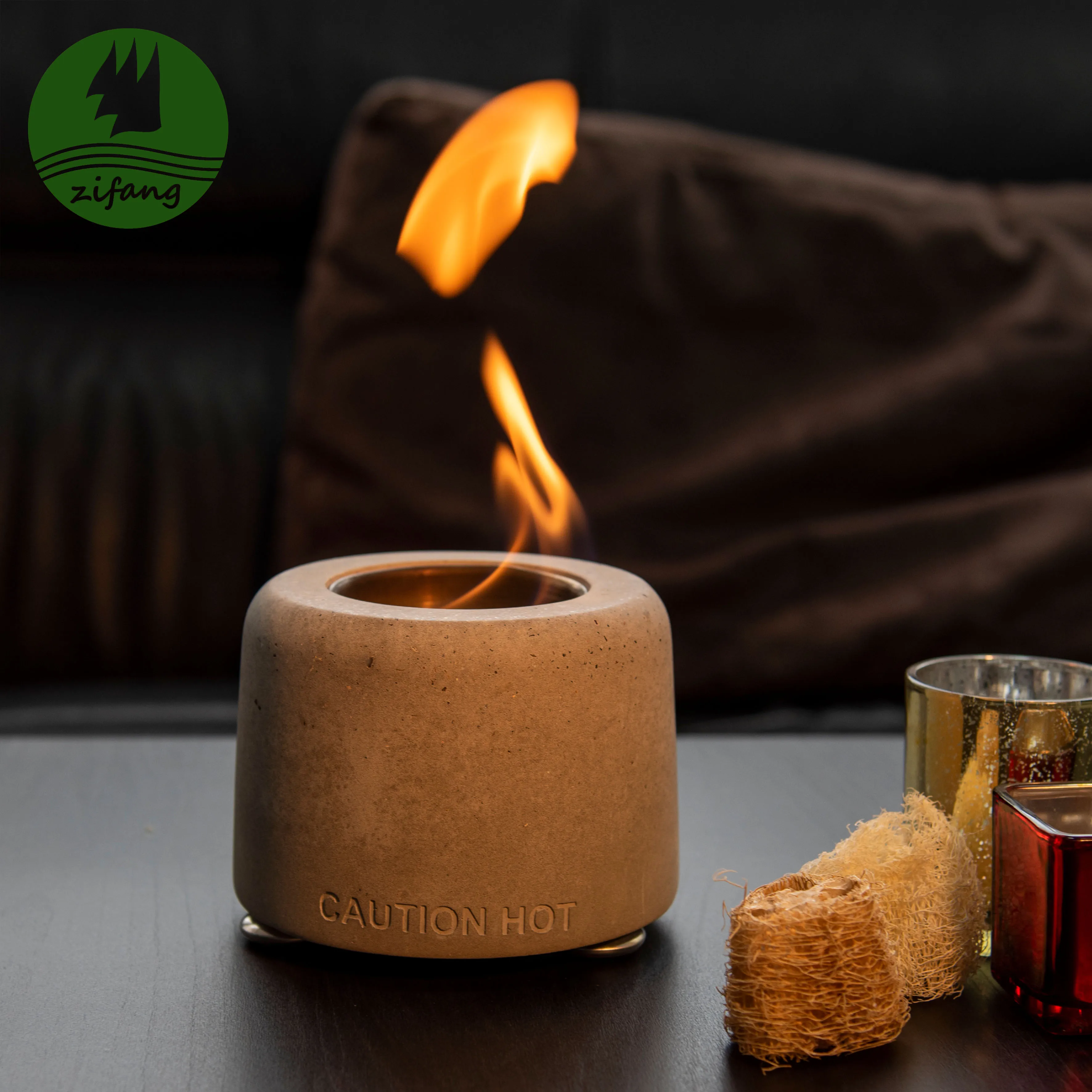 Customized Outdoor Home Garden Concrete Small Personal Freestanding Tabletop Table Top Bio Ethanol Fire Pit Firepit Burner