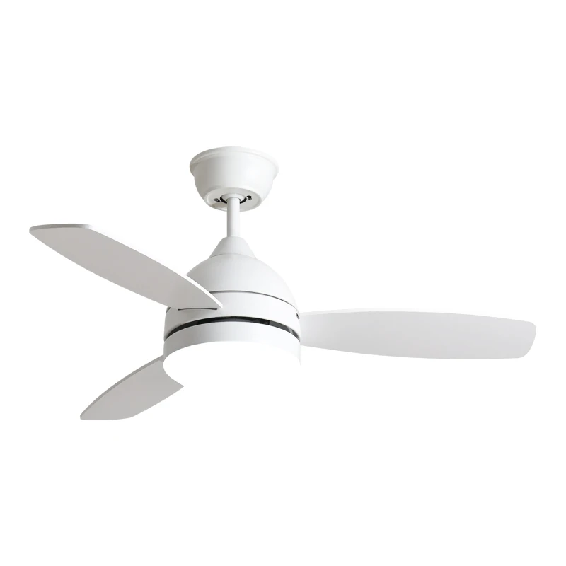 Wholesale metal copper AC 24W modern 42 inch 3 blade wood white ceiling fan with led light remote control