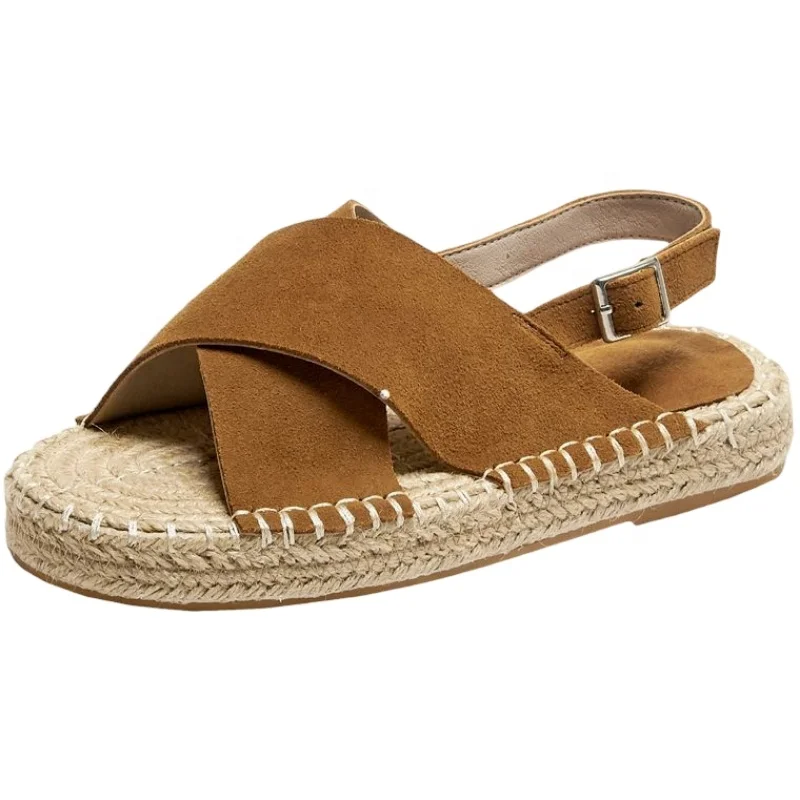 Indoor Outdoor Female Fashionable Hemp Rope Mid-Sole Leisure Sandals Espadrilles