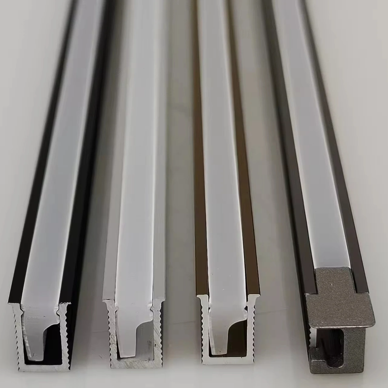 Slim W5.7*H8.9mm Aluminum LED Light Channel With Slot Recessed Installation Include Silicone Diffuser Cabinet Lighting