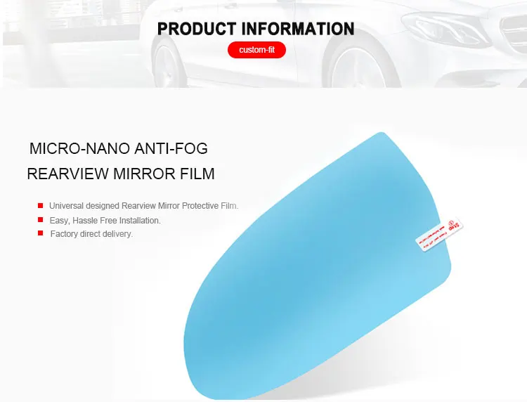 2Pcs nano-coated car anti-fog and rain-proof rearview mirror protective film