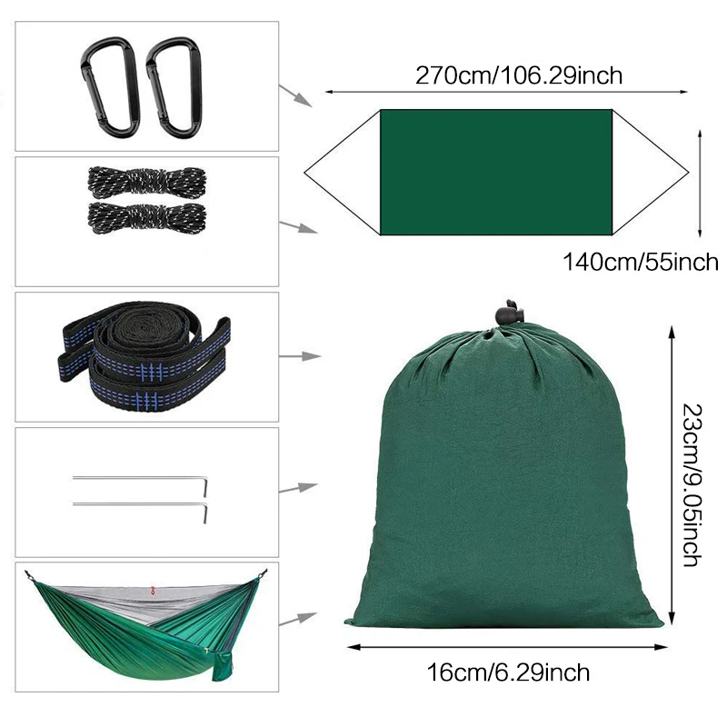Moq 1 pcs camping hammock with mosquito net and rain fly with convenient Inside And Outside Two-Way Zipper