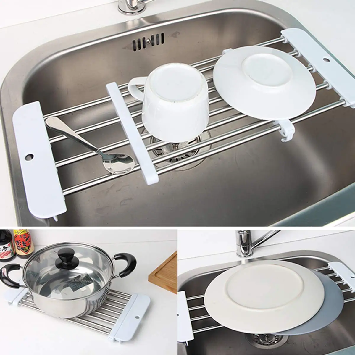 Creative Retractable Kitchen Drain Basket Stainless Steel Sink drain rack