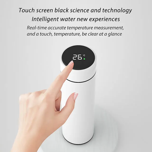 480ml Modern Touch Screen Temperature Control LED Display 304 Stainless Steel Vacuum Insulated Smart Water Bottle