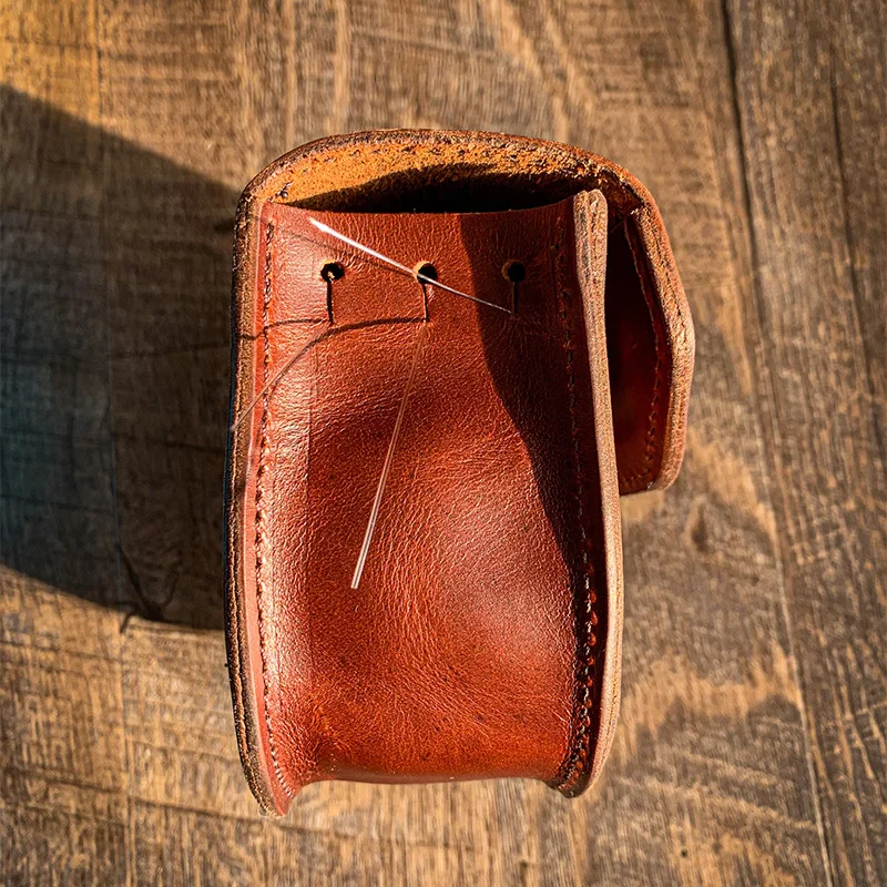 Fly Fishing Reel Bag Real Leather Waist-hanging Protective Case Outdoor Fishing Tool Accessories
