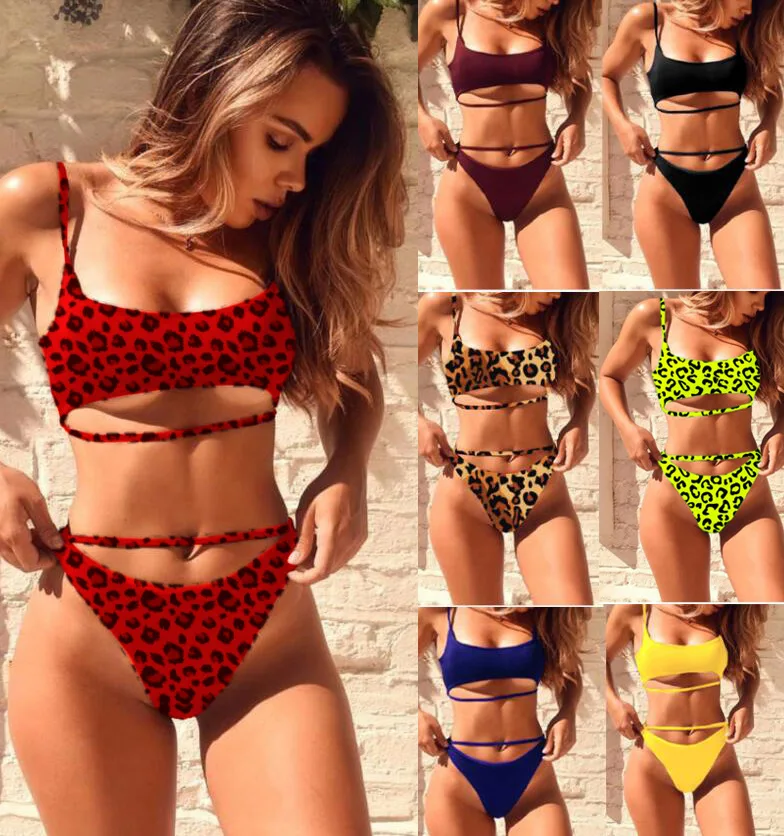 Sexy Thong One Piece Swimsuit 2021 Women Solid Bandage Bathing Suit Swimwear hollow out High Waist Cut Out Monokini