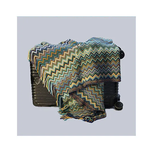 new product 100%  acrylic fiber bohemian throw knitted organic cashmere blanket