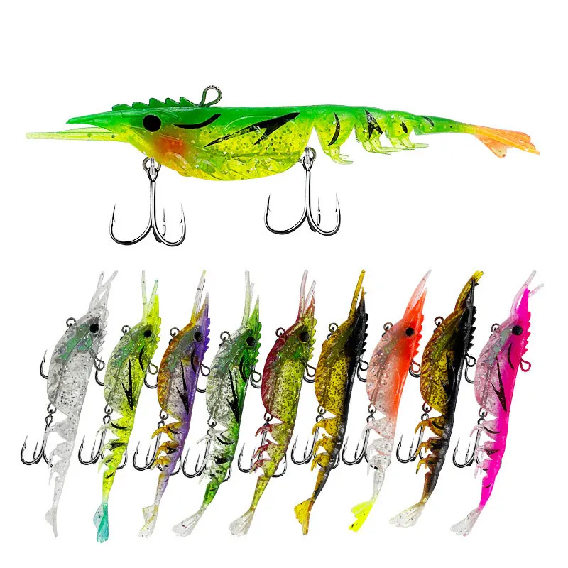 New 10.5cm 19.7g Soft Plastic Vibe Shrimp Lure Multi-Section Prawn Shimma Shrimp Bait Freshwater Saltwater Fishing PVC