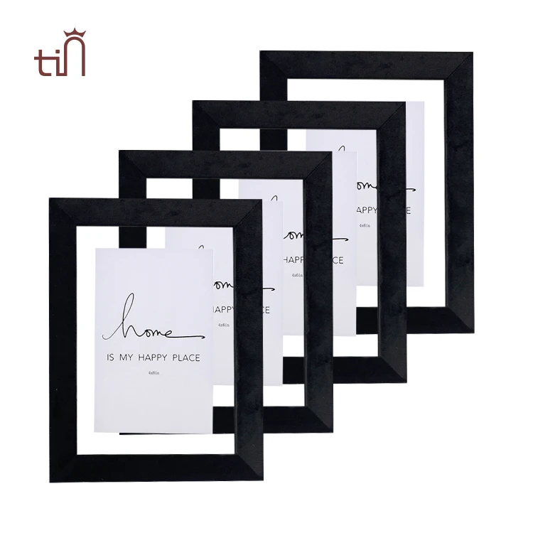 Классическая настенная стеклянная фланелевая обернутая черная плавающая деревянная фоторамка для постеров