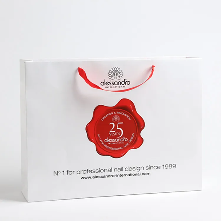 
Manufacturer custom low cost glossy laminated fancy famous brand logo print packaging paper shopping bag 