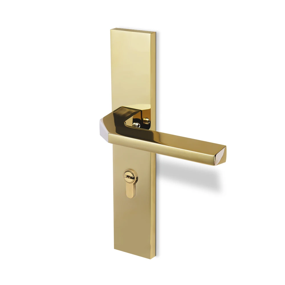 YONFIA 8090P11 American Gold Mute Bedroom Door Lock with Keys Security Entrance Door Handle Lock Anti-theft Interior Door