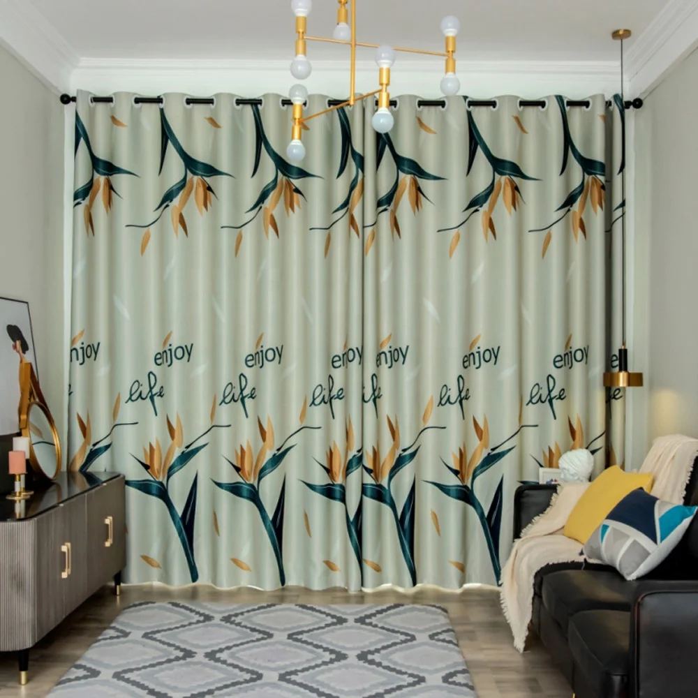 Enjoy Life 100% Polyester Printed Grommet Parada Window Curtains For Home Insulated House Office