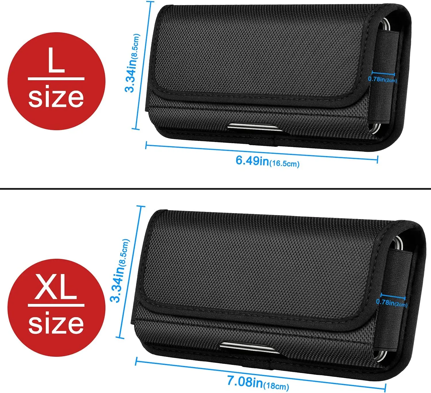 Horizontal Magnetic Nylon Belt Clip Holder Phone Pouch with Built-in Card Holder for iPhone Samsung Galaxy S21 Plus