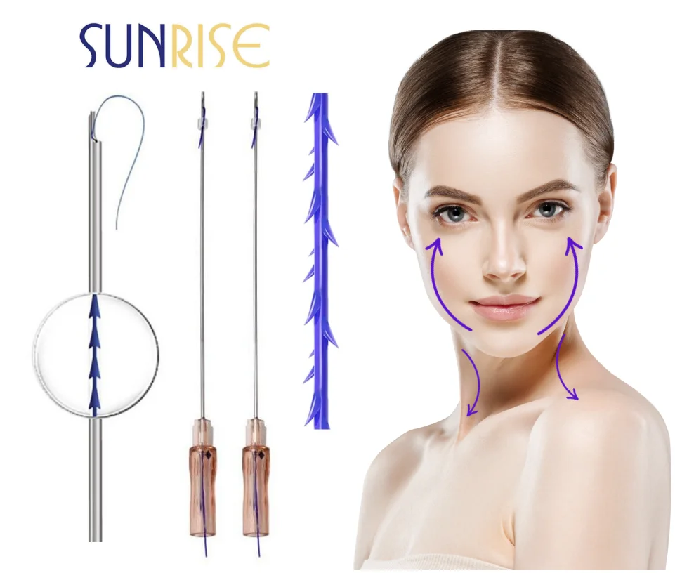 CROWNLIFT 21G 100mm Medical Aesthetics Facial Hilos PDO Korea 4D COG PDO for Facial Lifting PDO Thread korean threads