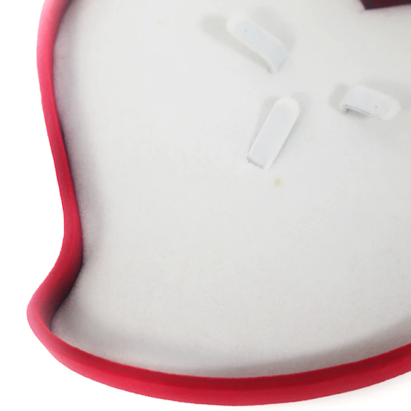 High Quality Velvet Jewelry Packaging Marriage Engagement Ring Case Heart Shape Red Flocking Bangle Box In Stock