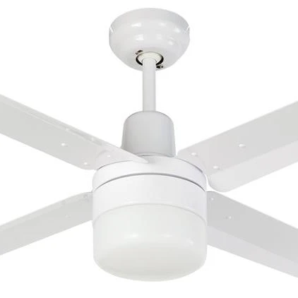 48 Inch Modern Air Cooling Fan White Industrial Ceiling Light With 4 Aluminium Blades Include Wall Control