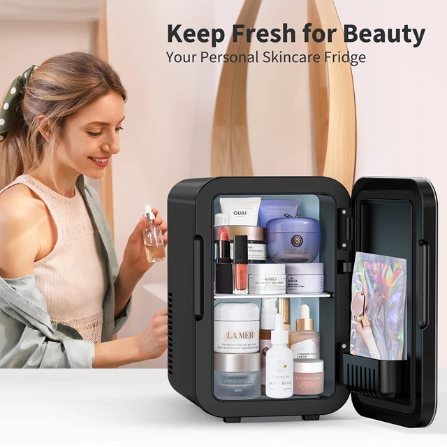 CE GS ETL  6L Portable desktop  Mini Cosmetics Skincare Fridge with Makeup Black Mini Fridge