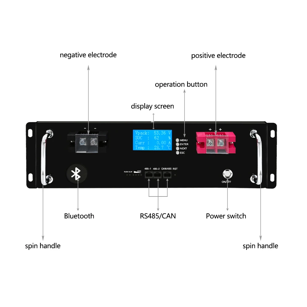 SMS Stackable Lifepo4 Lithium  Battery 51.2V 100Ah 200Ah 5KWh 10KWh Solar System Lithium ion Server Rack Mounted Battery Pack