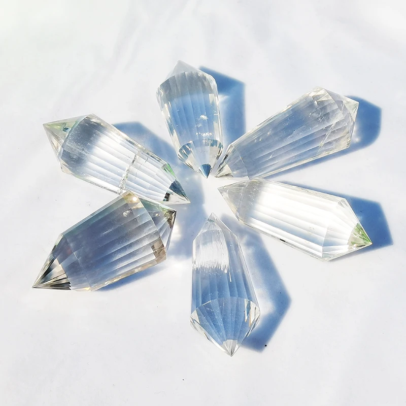 Wholesale Small Size 24 facets vogel Crystals healing crystals 24 sides clear Crystal Double Terminate Point for meditation