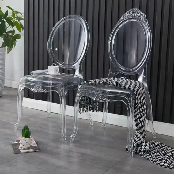 China Supplier Custom Polypropylene Material Transparent Petal Dining Crystal Chair