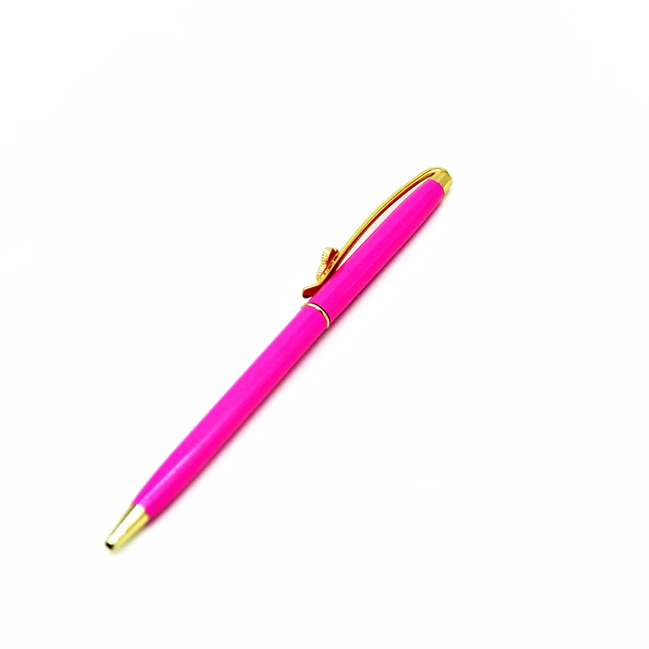 Slim body metal ball pen with large pearl