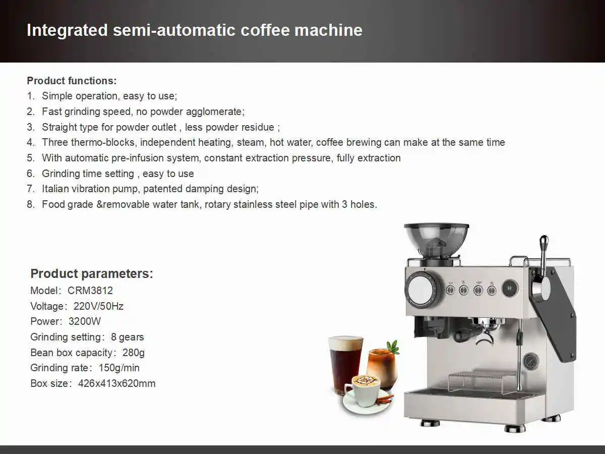 Coffee Machine professional coffee maker Espresso with grinder restaurant use hotel coffee