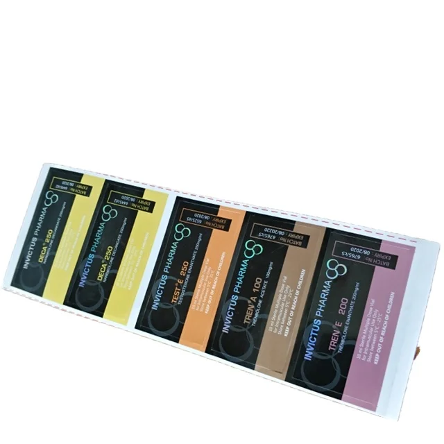 Free design custom printing with holographic logo Gen Pharma labs steroid 10ml vial box label and vial paper sticker