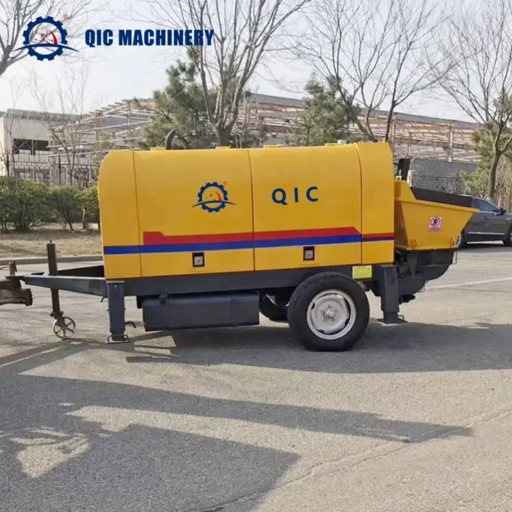 QIC Hbt-40 серии пульт дистанционного управления Портативный электрический или дизельный бетононасос транспортирующий бетон оборудование