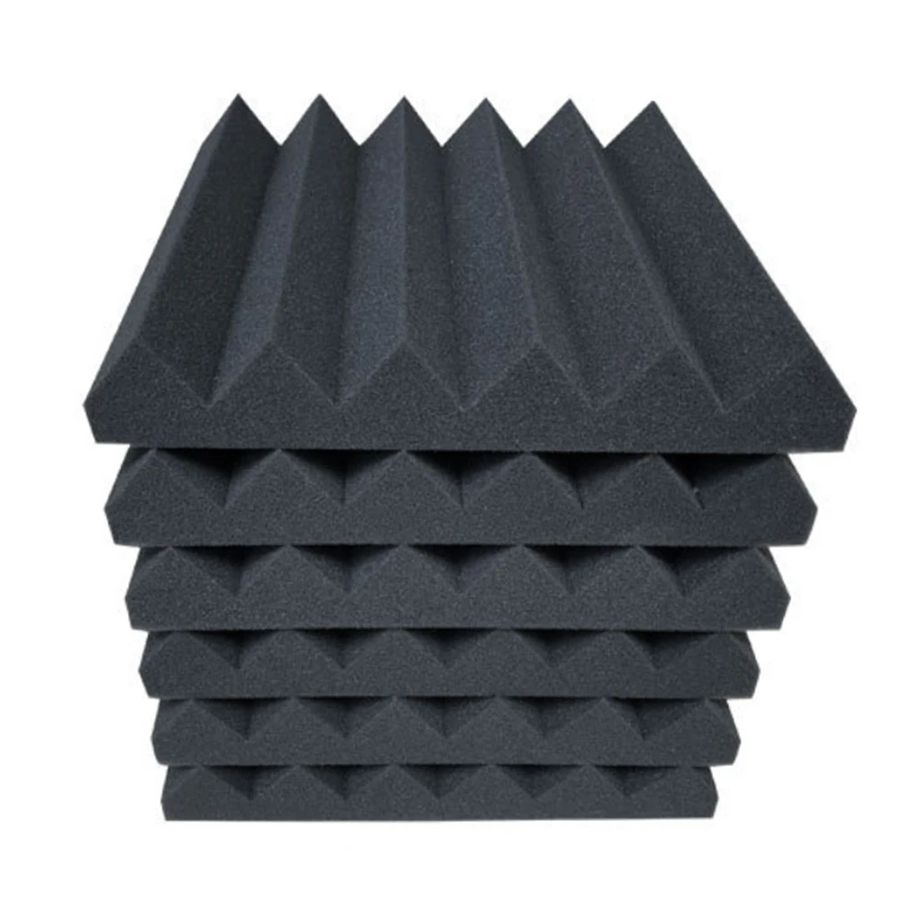 Foam Factory Custom Pyramid Wedge Shaped Black Soundproof Acoustic Foam Acoustic Panel