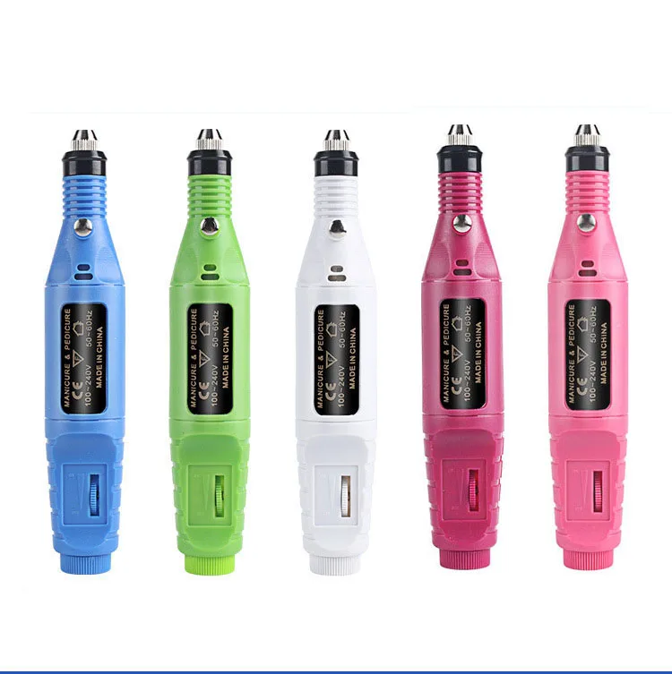 Speed Adjustable Pen Shape Electric Nail Drill Manicure Filer Kit With 6 Pieces Changeable Drills Acrylic Nail Art Tools