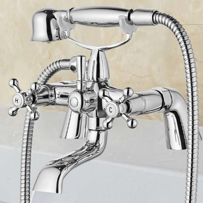 Beelee BL0221 Traditional Bath Shower Mixer Chrome Solid Brass UK Bath Filler Tap
