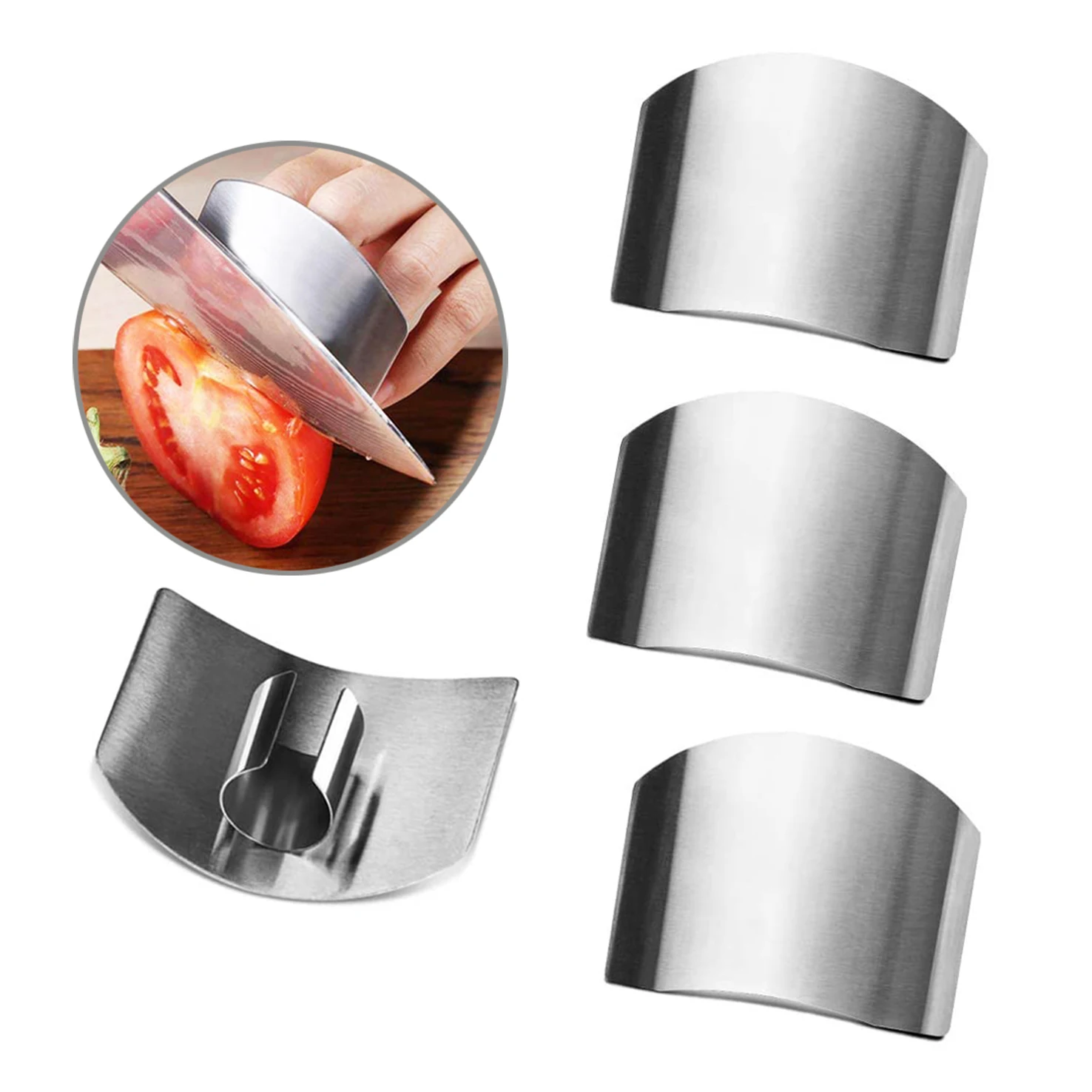 E-PIN Promifun Stainless Steel Finger Guard, Kitchen Finger Protector 4 Pcs  For Dicing and Slicing in Kitchens