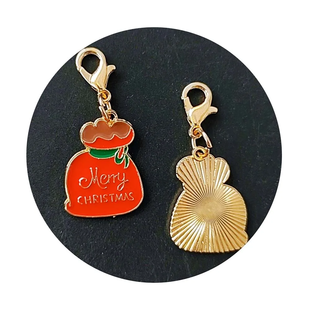 Bulk Christmas key chain Christmas bag enamel charm pendant DIY earring bag hairpin charm