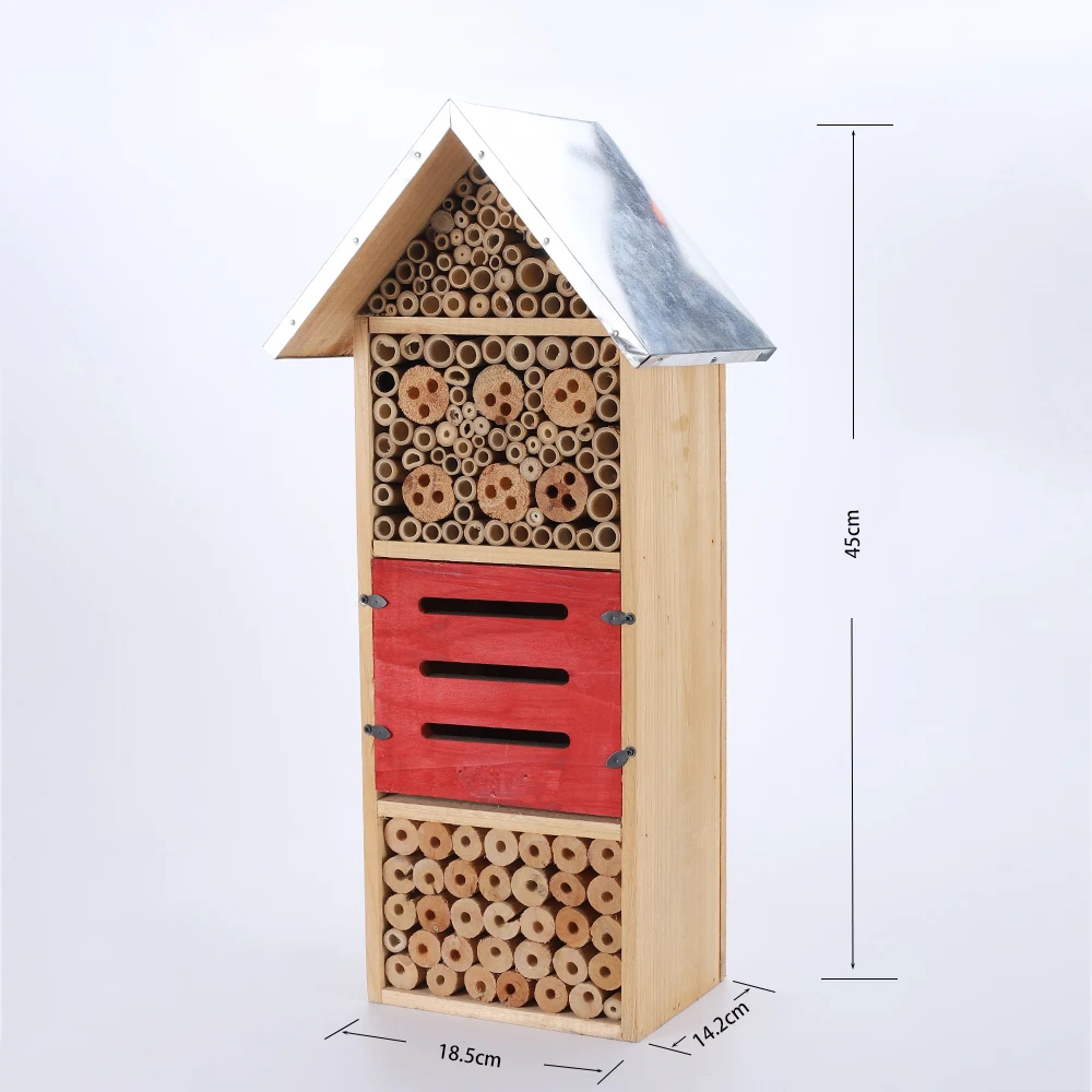 Hot Selling Outdoor Bee House Wooden With Rain Proof Roof Bee House