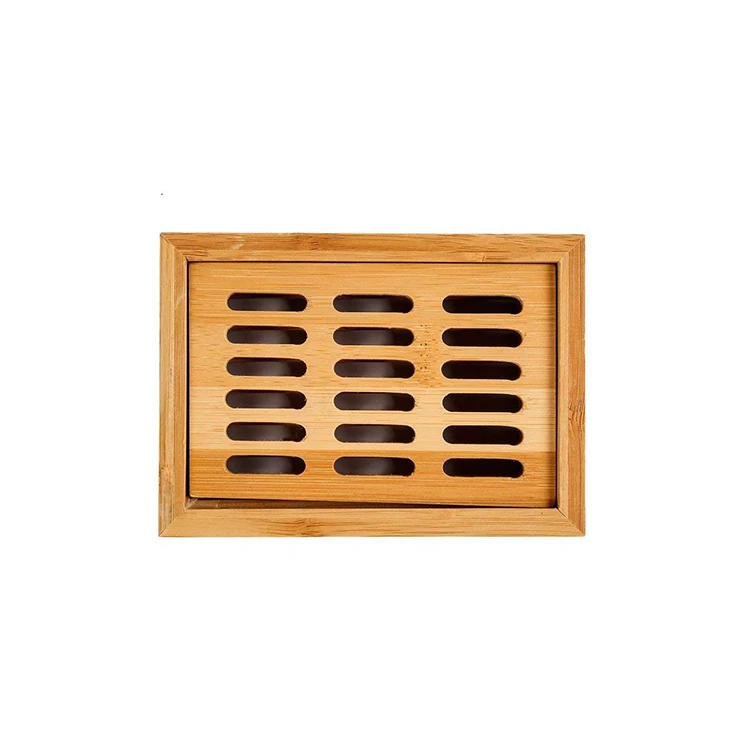 Easy Cleaning prevent mildew Bamboo Bar Soap Dish Holder Storage Container With Double Layer Soap Tray bathroom