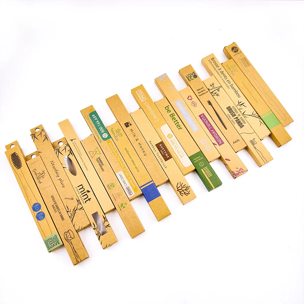 Natural Bamboo Toothbrush Biodegradable Bristle with Logo Eco Friendly Charcoal Bristle Organic Toothbrush Bamboo