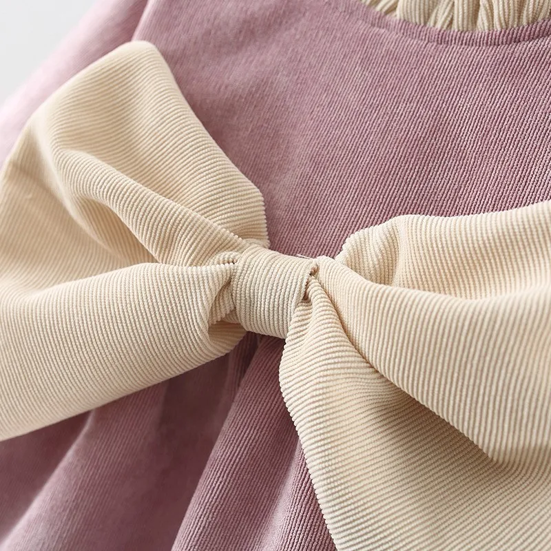 New style thick corduroy girl dress 2021 winter long sleeve fleece princess skirt wholesale 1-4 yrs sweet dresses for girl baby