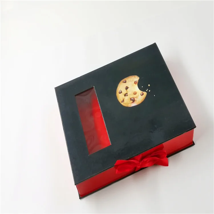 
Eco Friendly Custom Printing Logo Cake Cookie Packaging Paper Boxes with Window and Ribbon 
