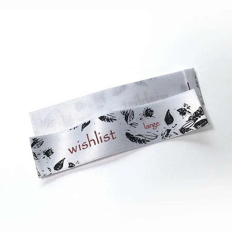 Wholesale High Quality Custom White Satin Clothes Woven Printing Satin Label