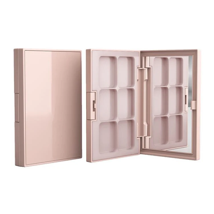 13.8ml rectangle khaki plastic button eye shadow disc hexagonal grid cosmetic palette