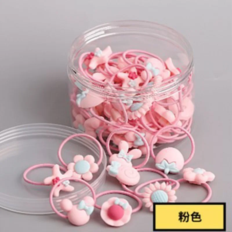 40pcs/box Baby elastic Hairband Cute cartoon headwear girl rubber band Hair accessories