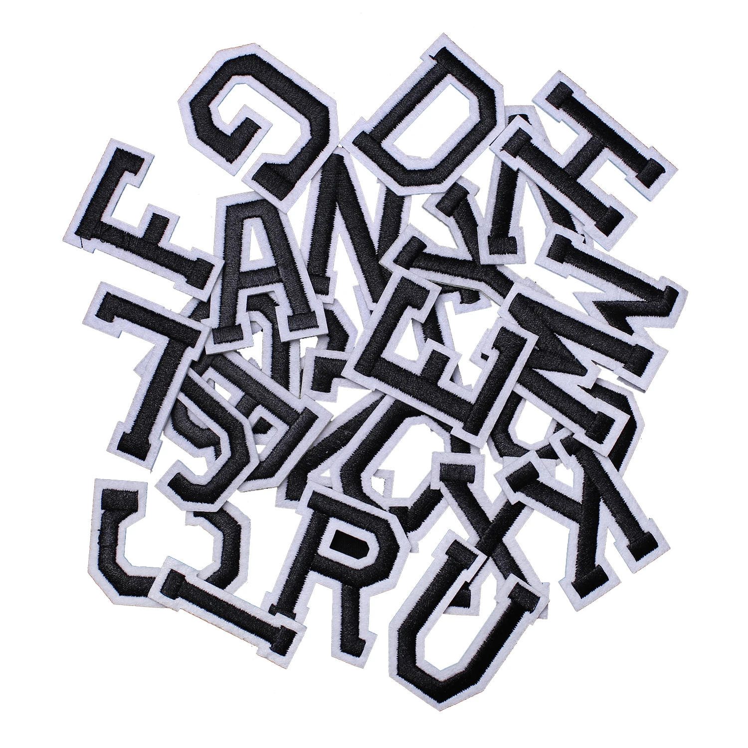 set of 52pcs Cartoon fashion black English letter embroidery patch  clothing hat decoration patch A-Z letter ironing patch