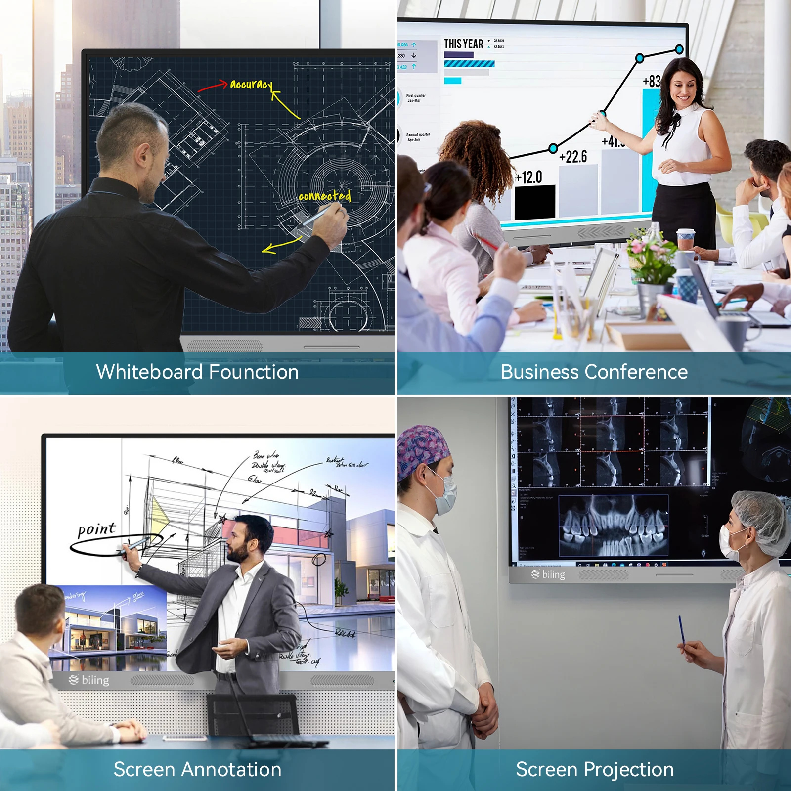 Dragonworth 65 75 86 inch 4K HD Infrared Monitor All in One Interactive Digital Board Touch Screen Smart TV for classroom