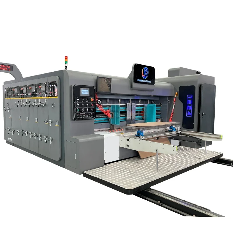 Auto Feeding 4 Color Printer Slotter And Die Cutter Machine With Stacker For Corrugated Cardboard Making