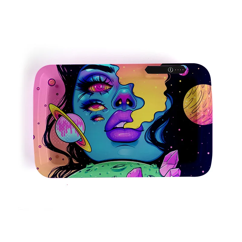 2024 Small Size Rolling Tray 18*14cm Serving Tray Custom Logo Metal Rolling Tray