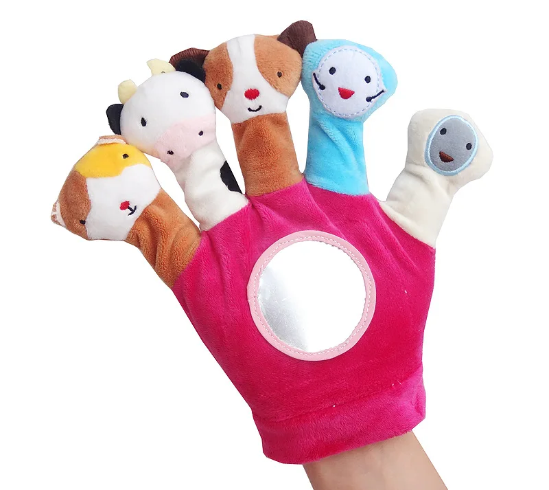 Baby Plush Animal Hand Puppets Soothing Gloves for kids playing