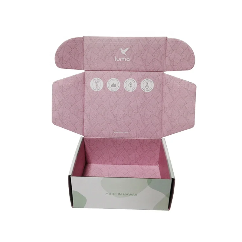 With insert shipping box eco friendly for cosmetics ecommerce E flute corrugated paper cosmetics shipping box