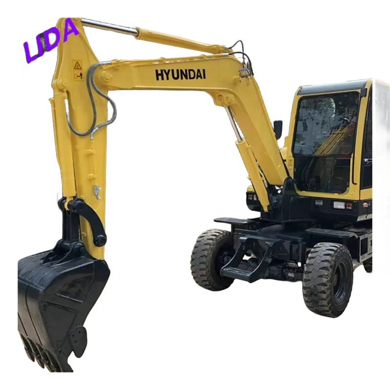 HYUNDAI 60 R60W-9 Tire used excavator 6ton mini small high quality wheel backhoe farm digger R60 for sale in low price