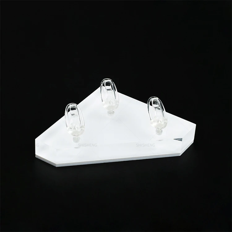 SHI SHENG High Quality White Triangle Clear Acrylic Ring Clips Display Holder for Jewelry Display Stand Photography Props